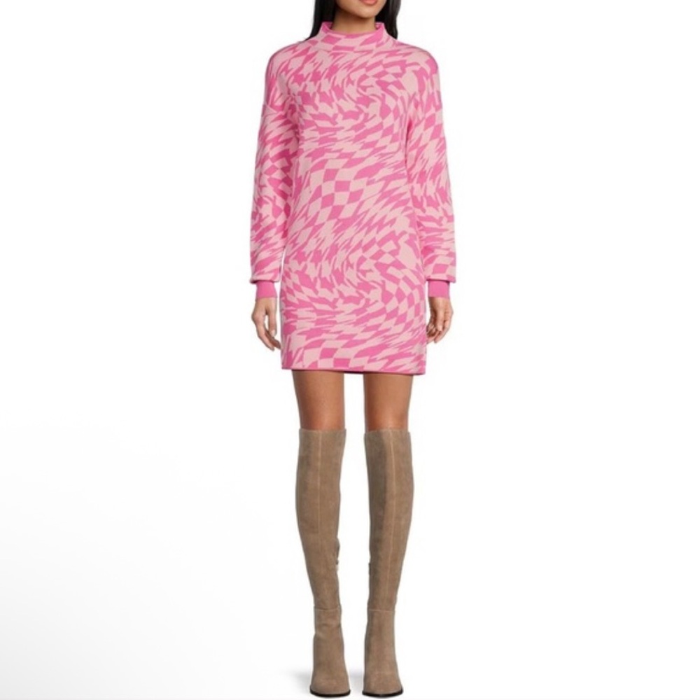 Gianni Bini GB Sweater Dress Pink Marble Swirl Long Sleeve NWT Size XL
